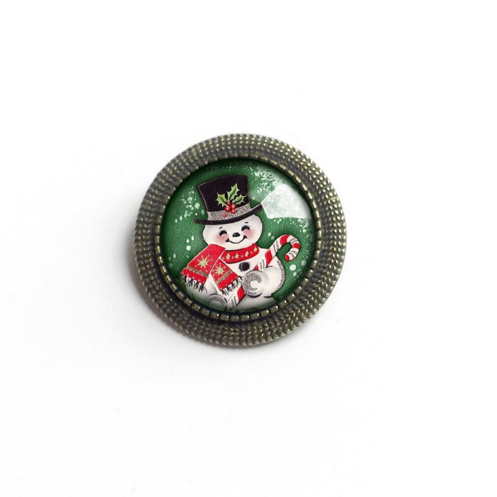 The Divine Iguana - Retro Snowman Vintage Inspired Christmas Brooch