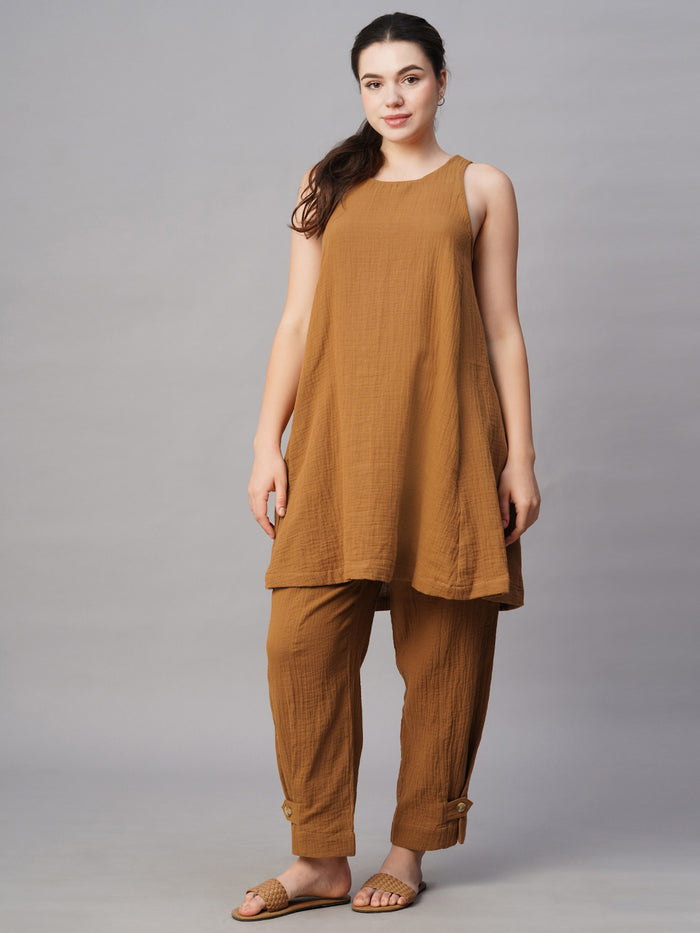 Women's Cotton Regular Fit Kurta Mustard