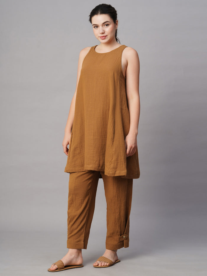 Women's Cotton Regular Fit Kurta Mustard