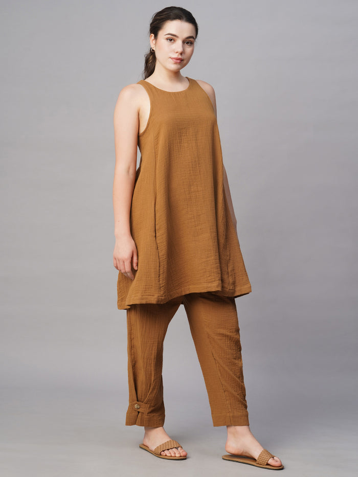 Women's Cotton Regular Fit Kurta Mustard