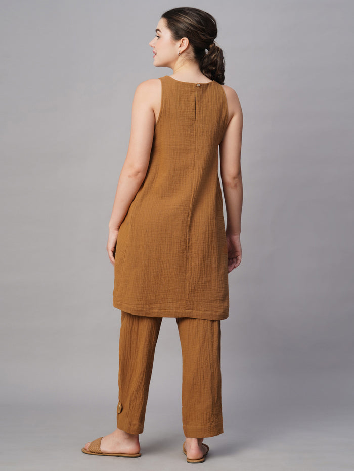 Women's Cotton Regular Fit Kurta Mustard