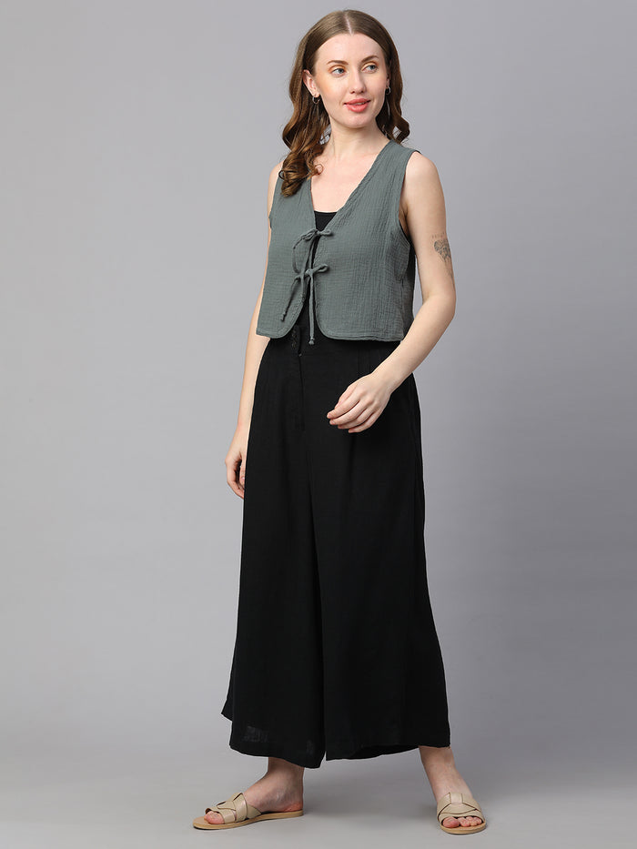 Women's Cotton Regular Fit Waistcoat Grey