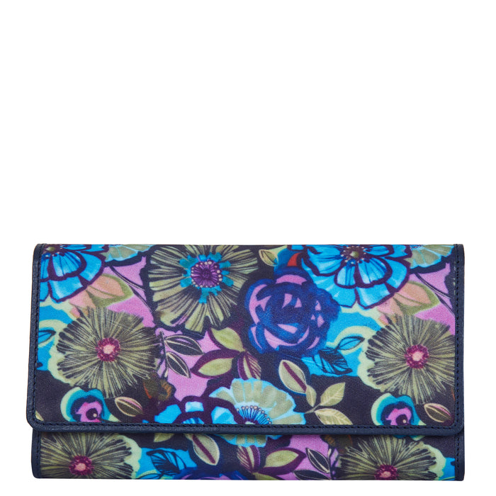 Women's floral trifold wallet and card case for travel and daily use