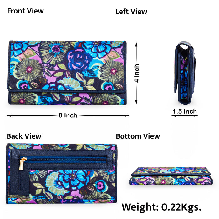 Women's floral trifold wallet and card case for travel and daily use-infographic image