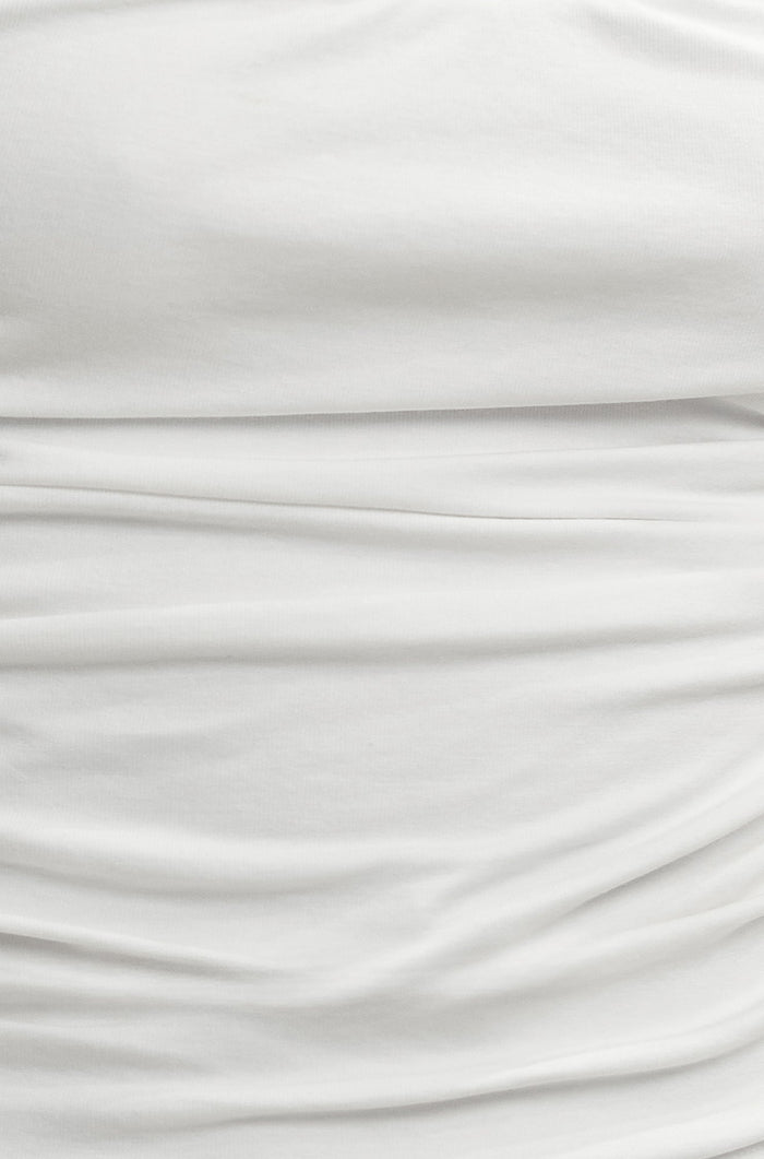 White Cotton Ruched Vest Top - Bascora